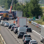 Si scontrano due camion sull’A1 sul tratto Ferentino-Frosinone direzione Napoli, terreno sulla carreggiata